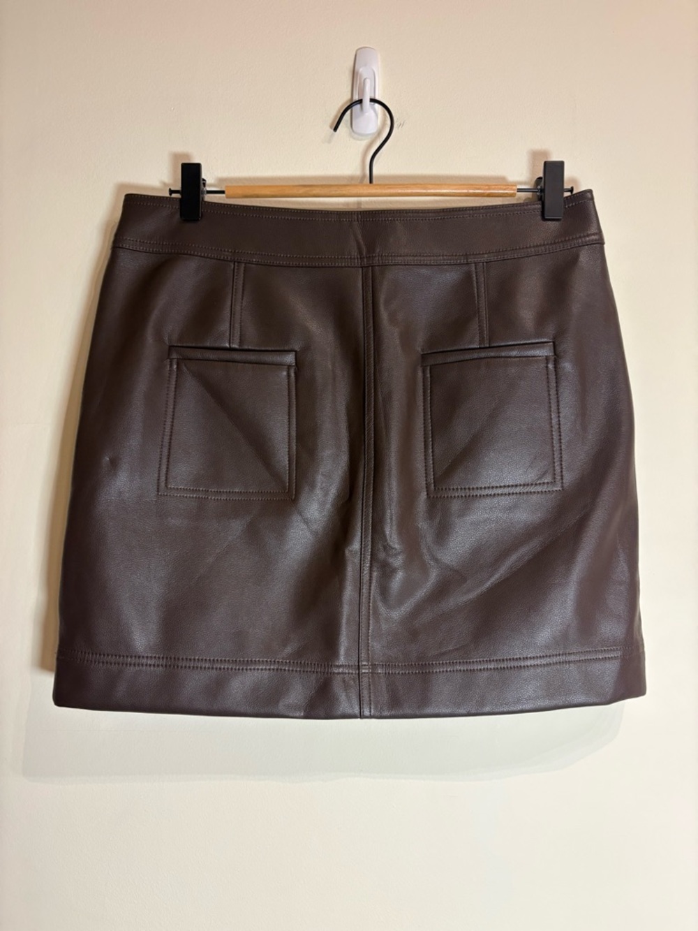 Marie Oliver Braden Faux Leather Skirt in Java Brown Size 6 - Picture 8 of 11